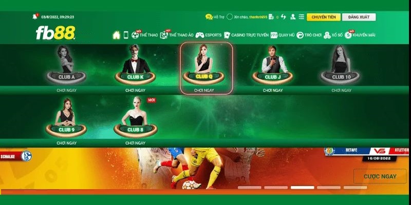 Casino trực tuyến tại FB88 đa dạng các sảnh cược khác nhau