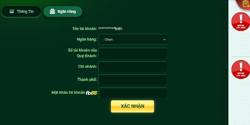 Tạo lệnh rút tiền đổi thưởng tại Fb88